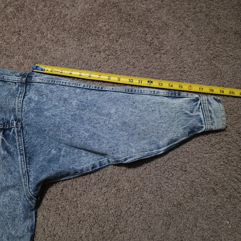 Vintage‎ 80s Blue Denim Trucker Jacket Mens Medium Light Stone Acid Wash Jean